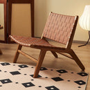 Nordic ins style solid wood lounge chair saddle leather designer living room balcony for casual use