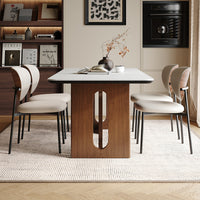 Medieval style rock slab dining table and chairs solid wood design small apartment restaurant dining use