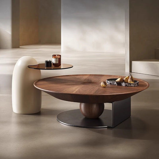Italian light luxury round flying saucer coffee table, minimalist storage, modern small apartment living room for home use