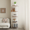 Light luxury small bookshelf balcony household narrow cabinet simple solid wood floor shelf figure integrated against the wall, storage