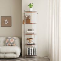 Light luxury small bookshelf balcony household narrow cabinet simple solid wood floor shelf figure integrated against the wall, storage