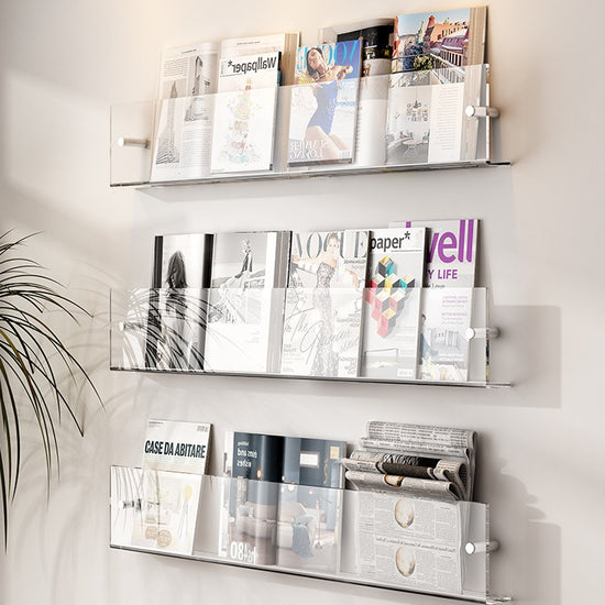 Simple wind wall hanging file rack acrylic bookshelf magazine storage office home use