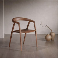 Designer style solid wood armrest dining chair for home use in café restaurant