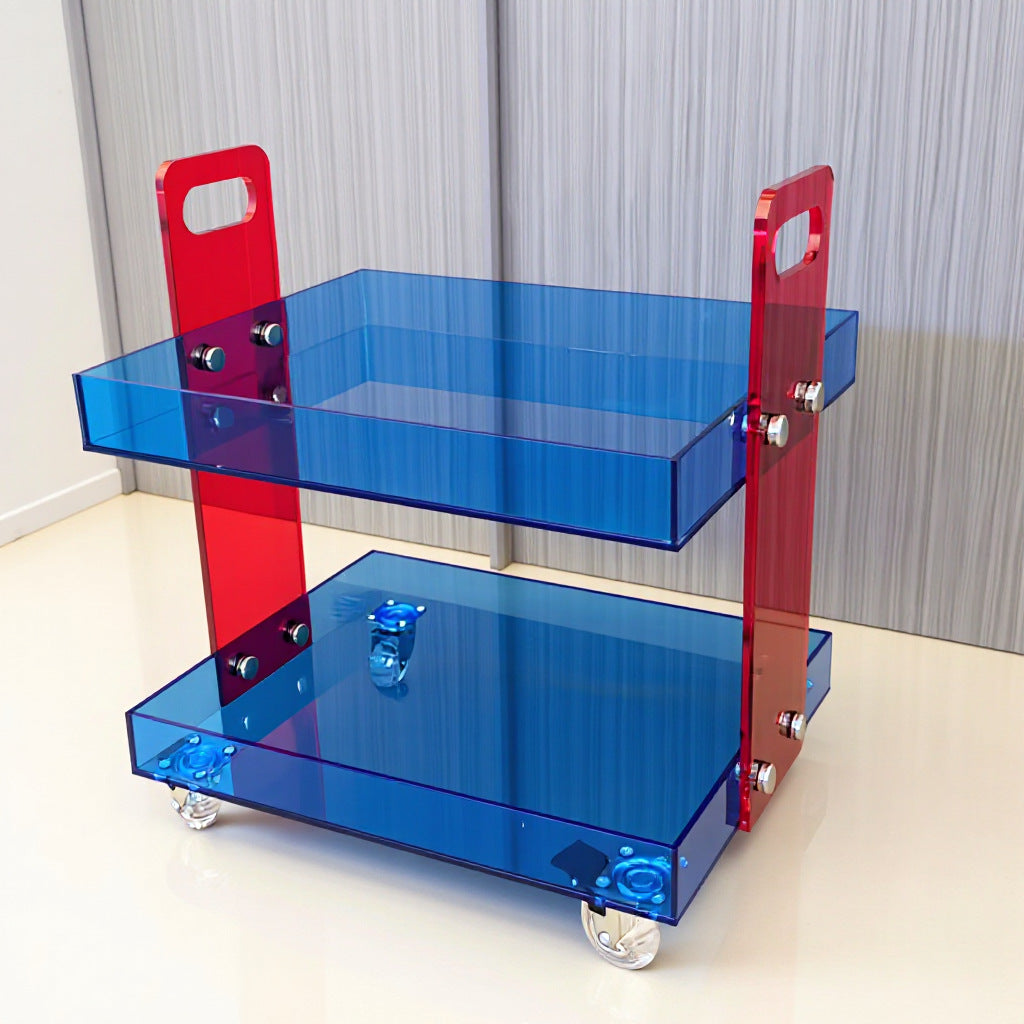Mobile Wooden Side Table Cart