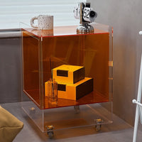 Postmodern light luxury bedside cabinet transparent installation-free bedroom storage use