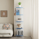 Light luxury small bookshelf balcony household narrow cabinet simple solid wood floor shelf figure integrated against the wall, storage