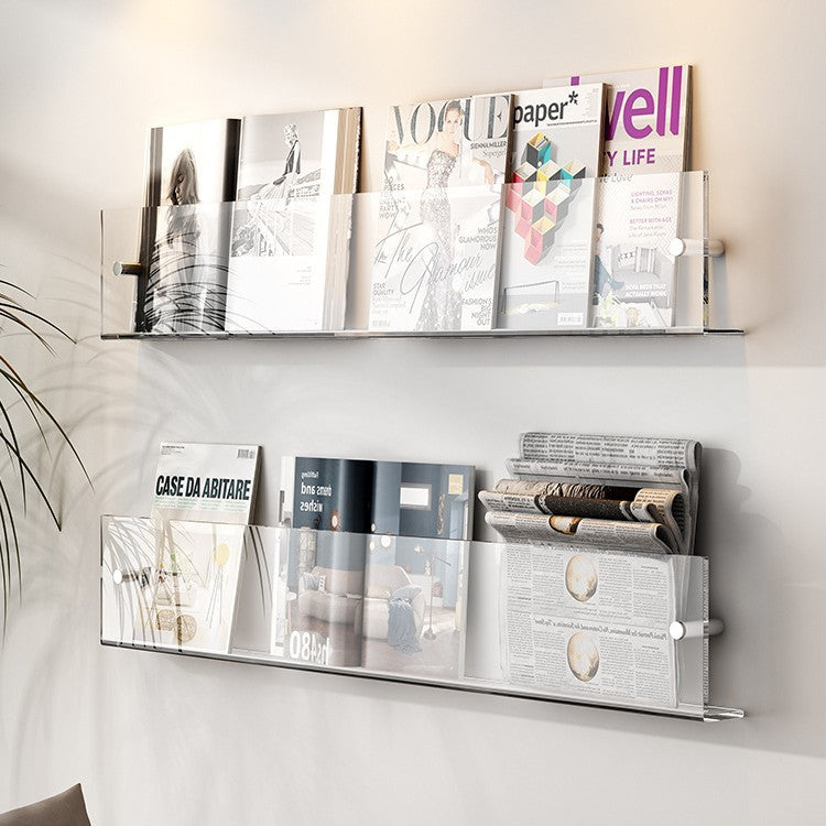 Simple wind wall hanging file rack acrylic bookshelf magazine storage office home use