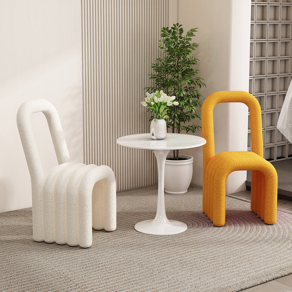 Ins wind creative makeup chair lamb wool design bedroom dressing dining room use