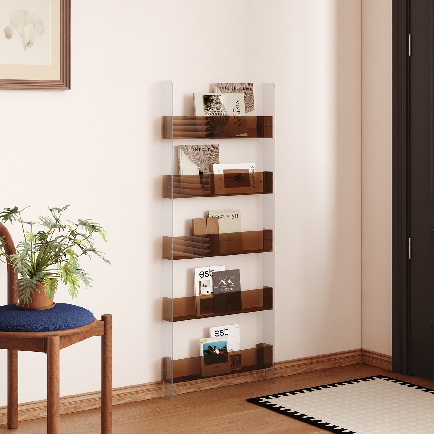 Narrow Wooden Floor-Standing Bookshelf
