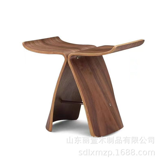 Minimalist Wooden Butterfly Stool for Small Space Home