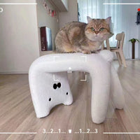Cute lamb wool cat shape wears a shoe stool, changes shoes, sits on and adds makeup and dressing, suitable for the entrance door and bedroom