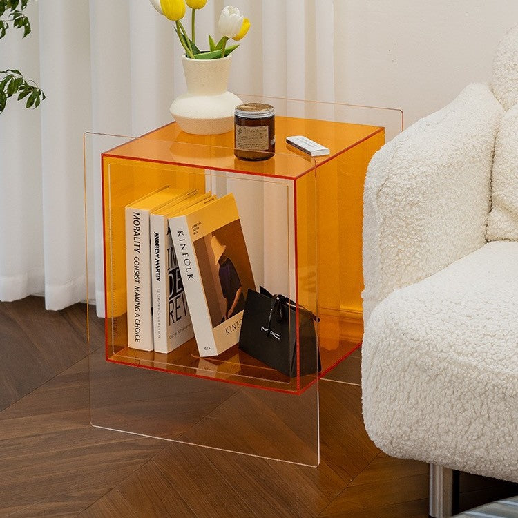Postmodern light luxury bedside cabinet transparent installation-free bedroom storage use