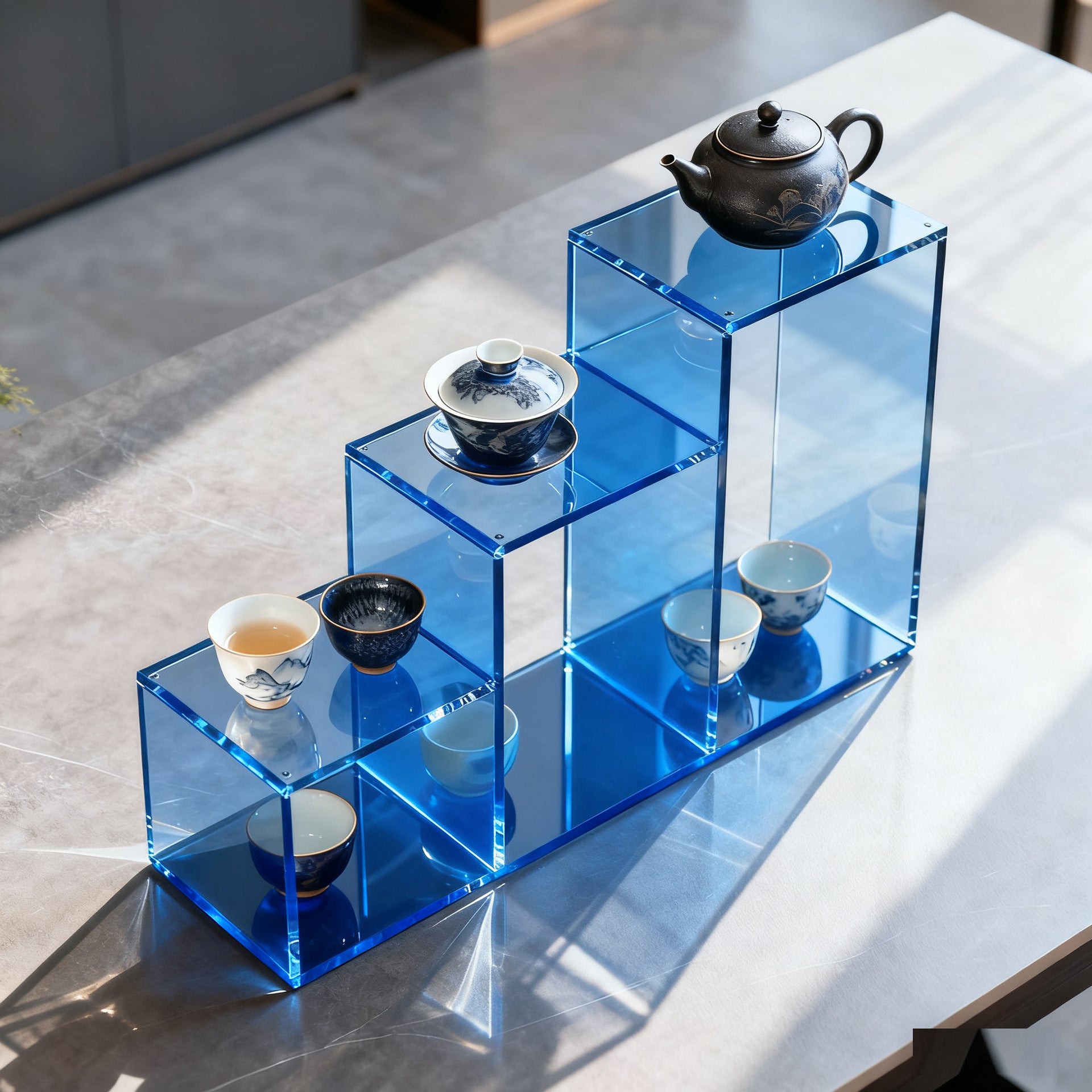 Luxury Acrylic Tea Display Shelf for Home Tea Sets