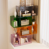 Light luxury bay window bookcase acrylic solid wood storage bookshelf living room bedroom use