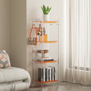 Light luxury small bookshelf balcony household narrow cabinet simple solid wood floor shelf figure integrated against the wall, storage