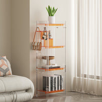 Light luxury small bookshelf balcony household narrow cabinet simple solid wood floor shelf figure integrated against the wall, storage