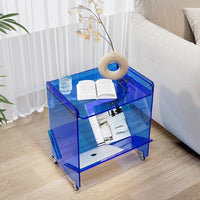 Mobile Wooden Side Table Cart
