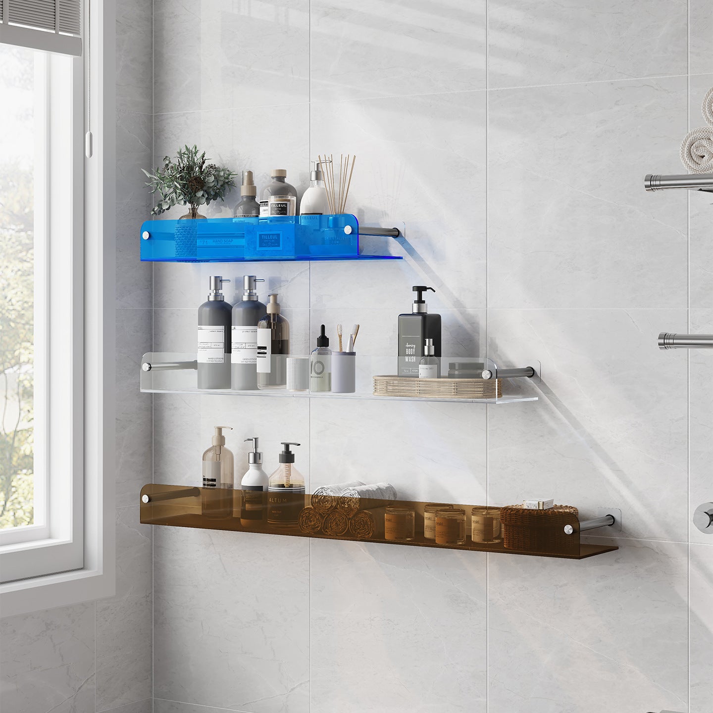 Light luxury multi-layer bathroom wall storage shelf household toilet baffle bathroom storage rack laminate narrow cabinet