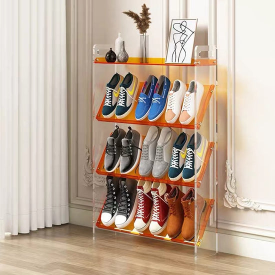 Narrow Acrylic & Wood Multi-Tier Storage Rack