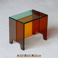 Light luxury acrylic shoe changing stool transparent low stool entrance living room dressing use