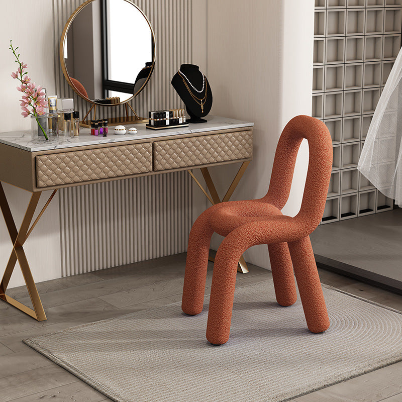 Ins wind creative makeup chair lamb wool design bedroom dressing dining room use