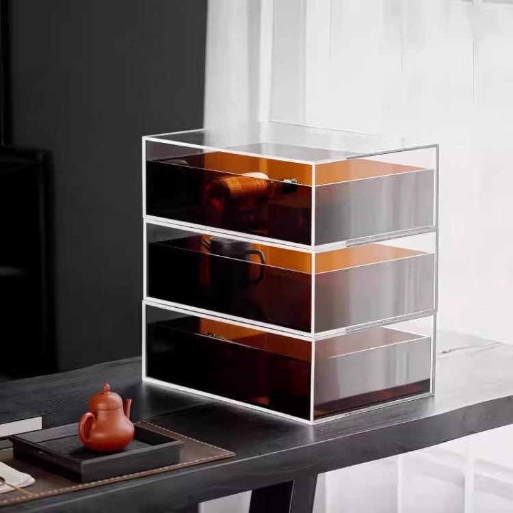Walnut Wood Display Cabinet with Glass Cover