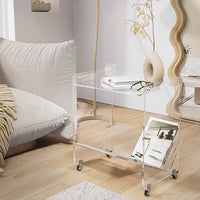 Mobile Wooden Side Table Cart