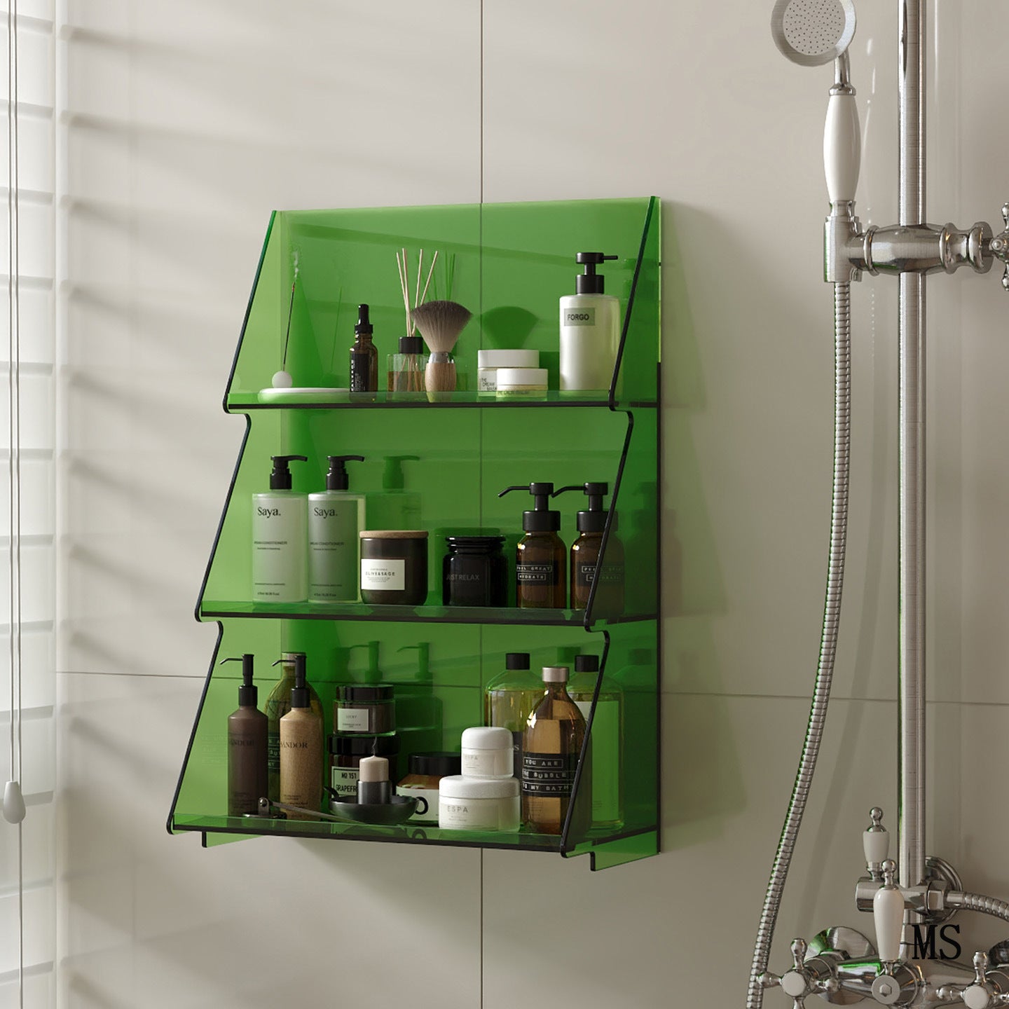 luxury acrylic wall-mounted bathroom shelf