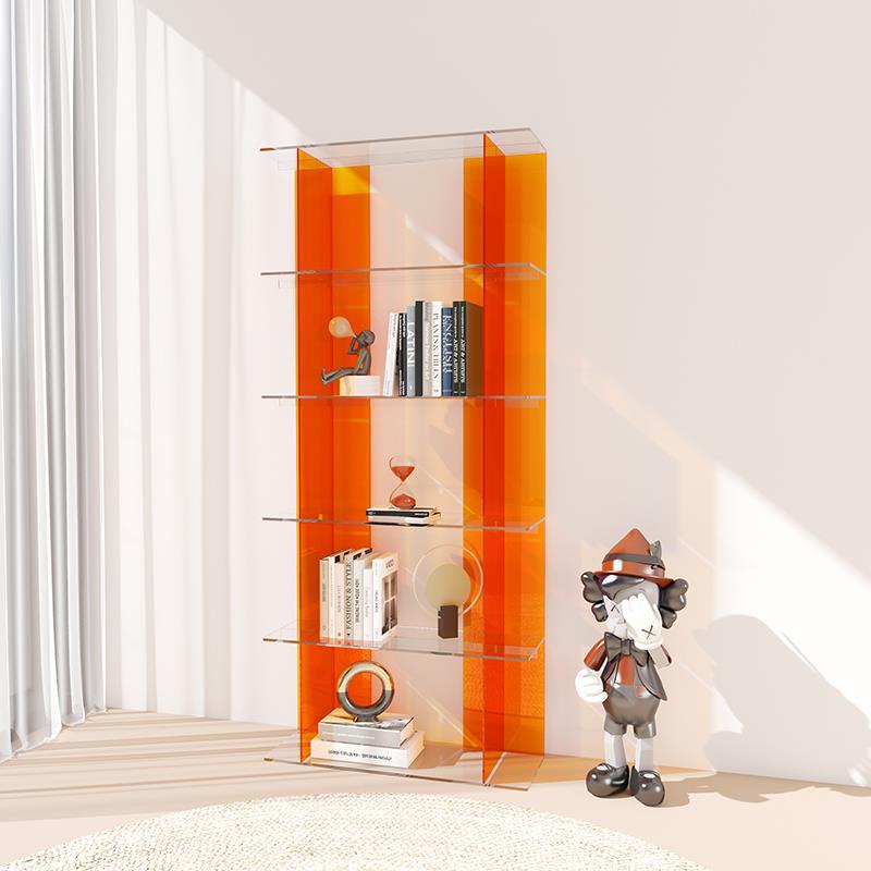 Nordic Creative Bookshelf Acrylic Shelf Floor to Wall Simple Display Shelf Storage Living Room Multi-layer Display Shelf