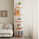 Light luxury small bookshelf balcony household narrow cabinet simple solid wood floor shelf figure integrated against the wall, storage