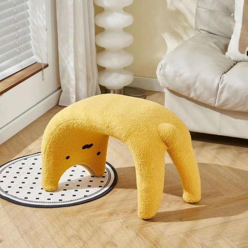 Cute lamb wool cat shape wears a shoe stool, changes shoes, sits on and adds makeup and dressing, suitable for the entrance door and bedroom