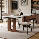 Medieval style rock slab dining table and chairs solid wood design small apartment restaurant dining use
