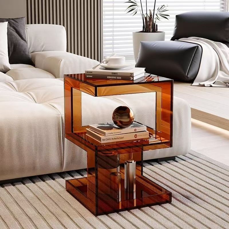 Light luxury style acrylic side table, creative coffee table, used next to the living room sofa