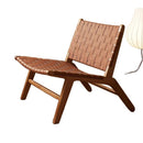 Nordic ins style solid wood lounge chair saddle leather designer living room balcony for casual use