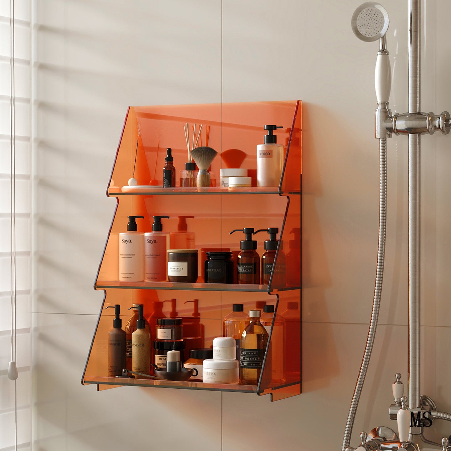 luxury acrylic wall-mounted bathroom shelf