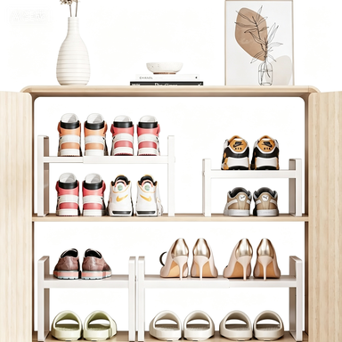 Simple style shoe cabinet layered baffle retractable multi-layer storage home entrance use