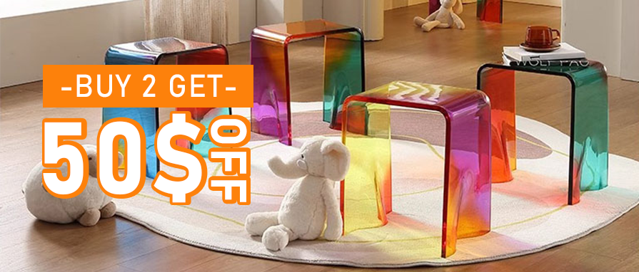 🌈Rainbow Acrylic Stool – Colorful Transparent Modern Bathroom & Vanity Chair Buy 2, Save $129 poster
